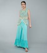 Turquoise embellished tunic set