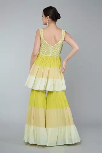 Cr  me embellished gharara set
