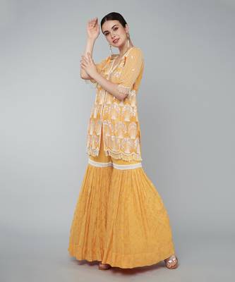 Orange embellished gharara set 3