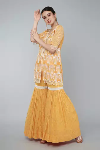 Orange embellished gharara set