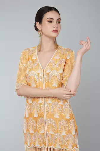 Orange embellished gharara set