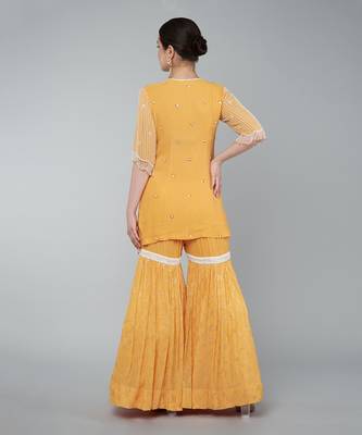 Orange embellished gharara set 5