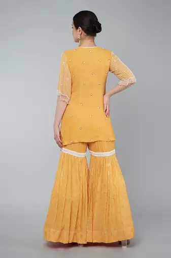 Orange embellished gharara set