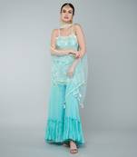 Turquoise sequin embellished kurta set