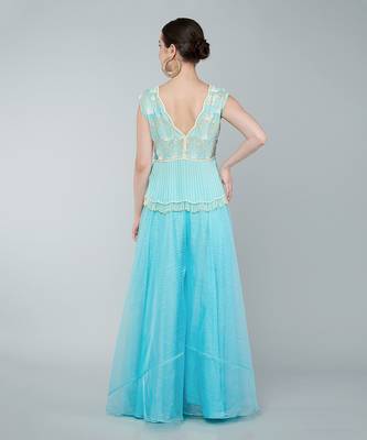 Turquoise sequin embellished tunic set 4