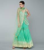 Turquoise embellished gharara set