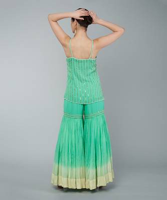 Turquoise embellished gharara set 4