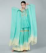 Turquoise ombre gharara set