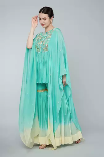 Turquoise ombre gharara set