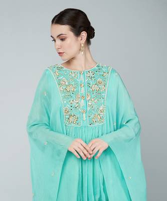 Turquoise ombre gharara set 5