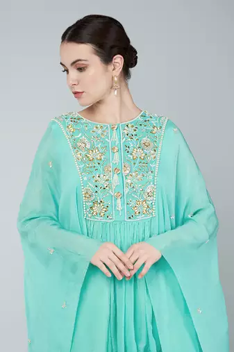 Turquoise ombre gharara set