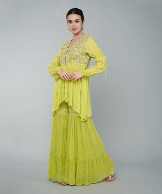 Yellow embellished gharara set 3