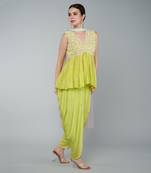 Yellow embellished dhoti set