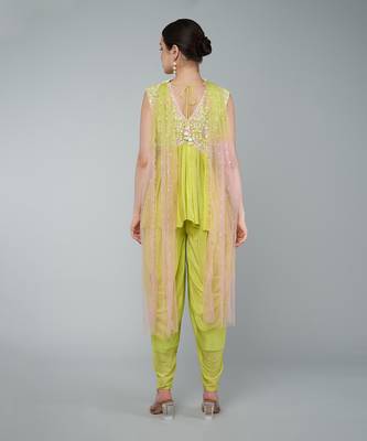 Yellow embellished dhoti set 4