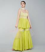 Yellow embellished gharara set