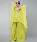 Yellow embellished gharara set