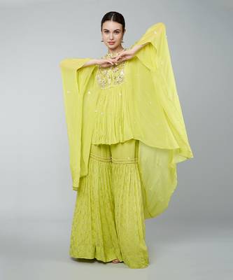 Yellow embellished gharara set 2