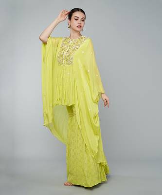Yellow embellished gharara set 3