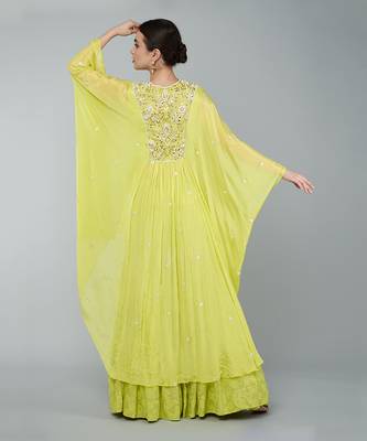 Yellow embellished gharara set 4
