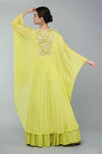 Yellow embellished gharara set