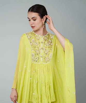 Yellow embellished gharara set 5