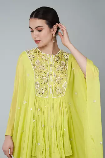Yellow embellished gharara set