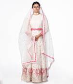 White  Embroidered Chanderi Silk Lehenga