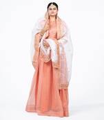 Peach Chanderi Silk Gathered Lehenga