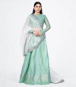 Sea Green Chanderi Silk Lehenga