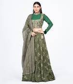 Seawod Green Chanderi Silk Lehenga