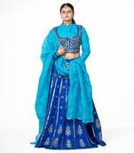 Deep Blue Chanderi Silk Lehenga