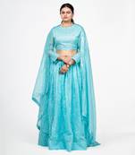 Arctic Blue Chanderi Silk Lehenga