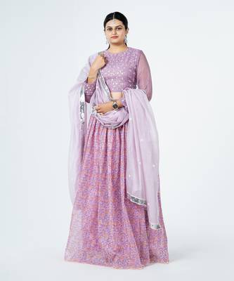 Lavender Chanderi Silk Lehenga 1