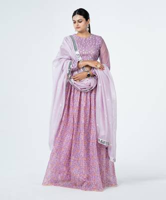 Lavender Chanderi Silk Lehenga 2