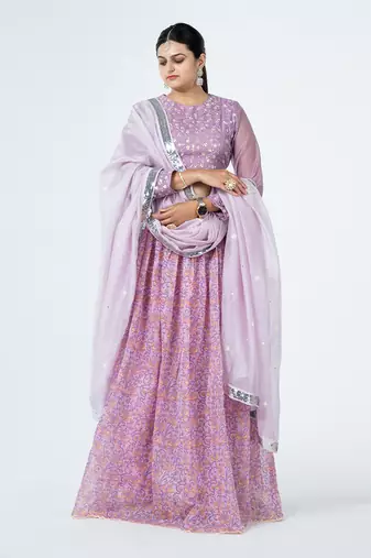 Lavender Chanderi Silk Lehenga