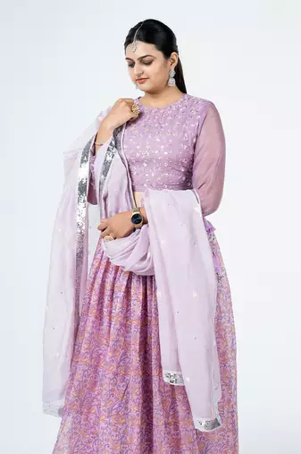 Lavender Chanderi Silk Lehenga