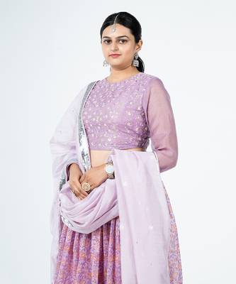 Lavender Chanderi Silk Lehenga 4