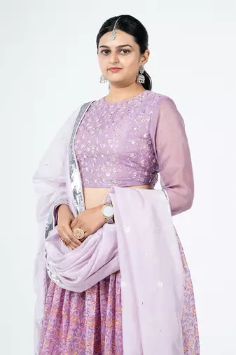 Lavender Chanderi Silk Lehenga