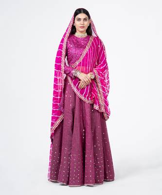 Magenta Chanderi Silk Lehenga 1