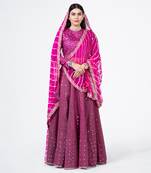 Magenta Chanderi Silk Lehenga