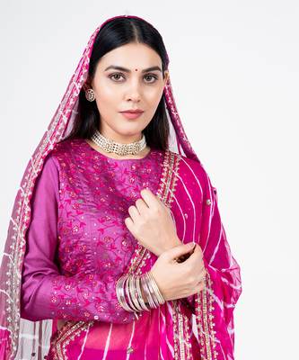 Magenta Chanderi Silk Lehenga 3