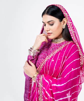 Magenta Chanderi Silk Lehenga 4