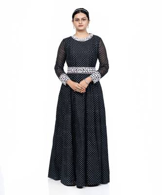 Black chanderi silk gown 1