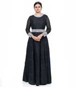 Black chanderi silk gown
