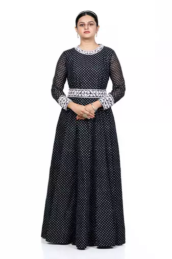 Black chanderi silk gown