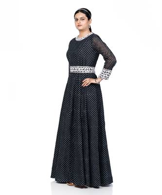 Black chanderi silk gown 3