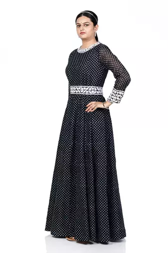 Black chanderi silk gown