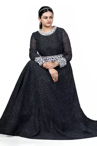 Black chanderi silk gown