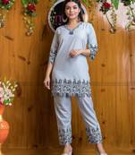 White cord Set short kurti with pant