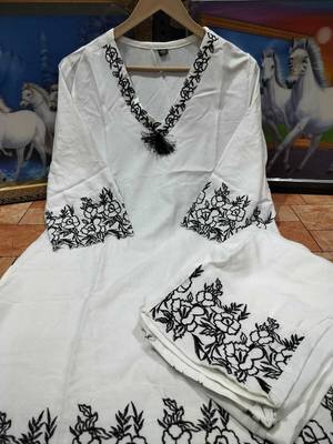 White cord Set short kurti with pant 5